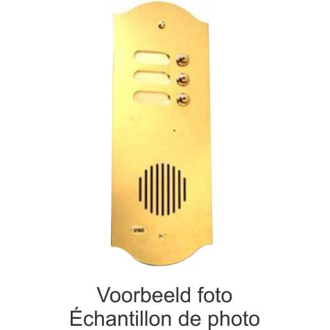 Audio deurplaat 1x drukknop messing ijzer goud blinkend