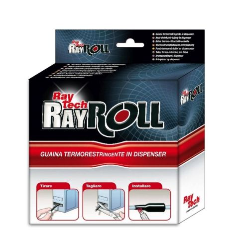 Ray Roll 9,5 mm Thermo-rétractable noire, dans une boîte (10 m)