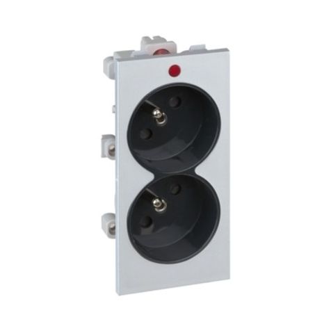 CIMA 500 dubbel stopcontact Fr/Belg + lamp Graf/Alu