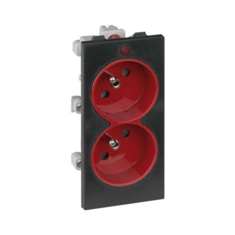 CIMA 500 dubbel stopcontact Fr/Belg + lamp Rood/Graf