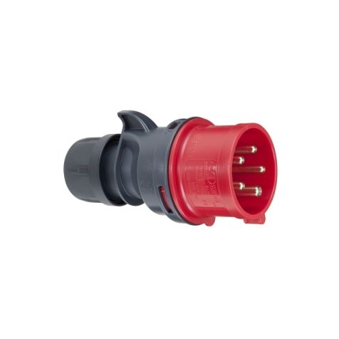 Fiche CEE mâle, IP44, 32 A, 4 pôles, 400 V, 6h, rouge