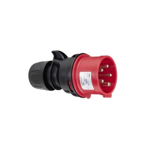 Fiche CEE mâle, IP44, 32 A, 4 pôles, 400 V, 6h, rouge, sans vis