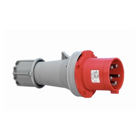 Fiche CEE mâle, IP44, 63 A, 4 pôles, 400 V, 6h, rouge