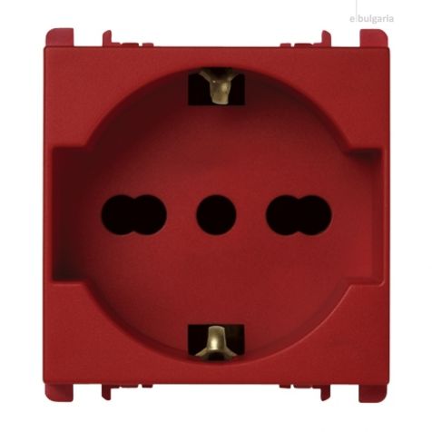 Universeel stopc.EU , 2P+T 16A 250V, 2 mod, rood