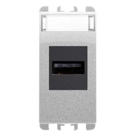 Stopcontact USB, 1 mod, Aluminium