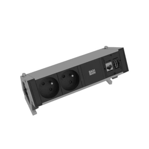 DESK 2, 3 modules (2xUTE + 1xCAT6 A + 1xHDMI) alu-black