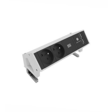 DESK2 3 modules (2x UTE + 1xUSB CHARGER A/A) blanc RAL9010