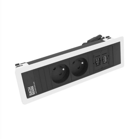 POWER FRAME 3 modules (2x UTE + 1xHDMI +1xUSB A/A) blanc RAL9010