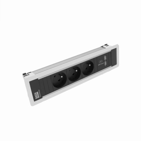 POWER FRAME 4 modules (3x UTE + 1xUSB CHARGER A/A) blanc RAL9010