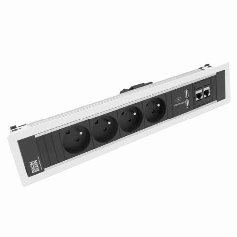 POWER FRAME 6 modules (4xUTE + 1xUSB CHARGER A/A + 2x CAT6 A) wit RAL9010