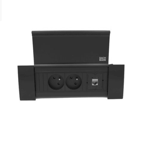 POWER FRAME COVER 3 modules (2x UTE + 1xCAT6 A) zwart RAL9005
