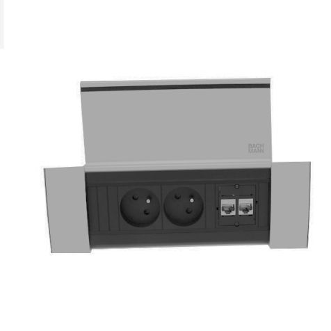 POWER FRAME COVER 3 modules (2x UTE + 2x CAT6 A) ALU geanodiseerd