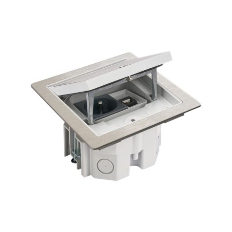 IP66 Kit boîte de sol inox avec prise et RJ45 CAT6a, incl. boîte d'encastrement sol plein