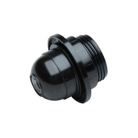 Lamphouder bakeliet E27 korte draad met ring zwart