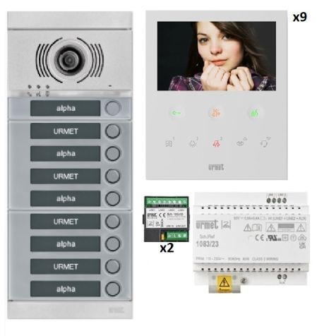 Kit vidéo 9 appartements préprogrammé (face gris)