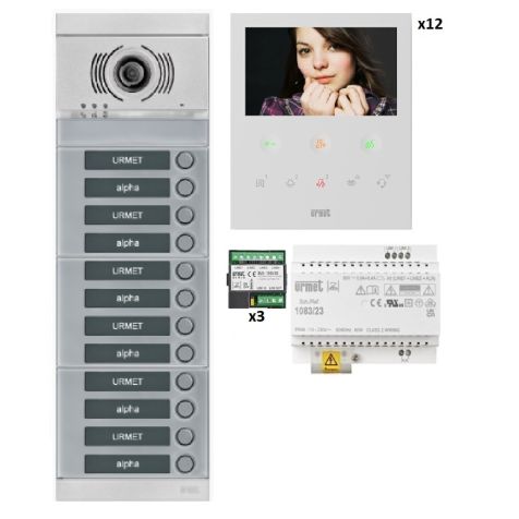 Kit vidéo 12 appartements préprogrammés (gris face)