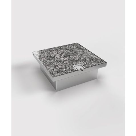 Boîte de sol 2004B - 3x UTE + 2x CAT6a, inox - couvercle à clapot alu IP65