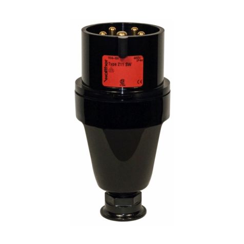 Stekker zwart 16A 5P 400V 6h IP44