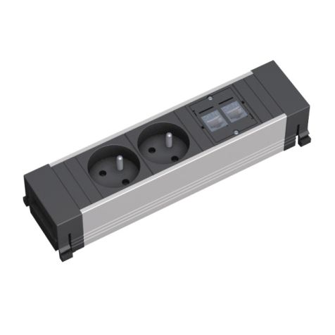POWER FRAME powerstrip 3 modules (2x UTE+ 2x CAT5E) + 0,2m GST18