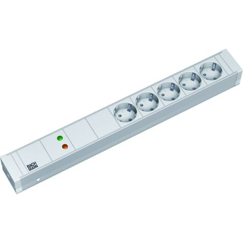 19" 1,5HE 5x Schuko 1x Protection contre les surtensions avec câble
