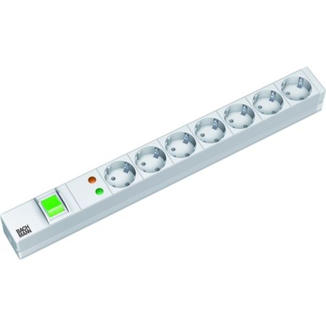 19 1HE 7x Stopcontacten 1x Schakelaar 1x Overspanningsbeveiliging met kabel 2m (SHUKO)