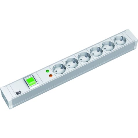 19 PVC 6x Stopcontacten 1x Schakelaar 1x Overspanningsbeveiliging met kabel 2m (SHUKO)