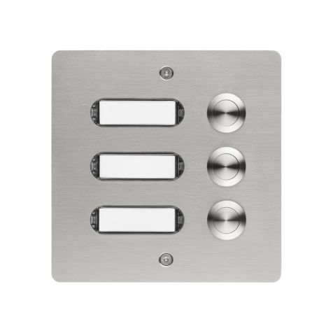 Panneau sonnette inox brossé V2A 3 boutons poussoirs encastrés 130x130x45mm