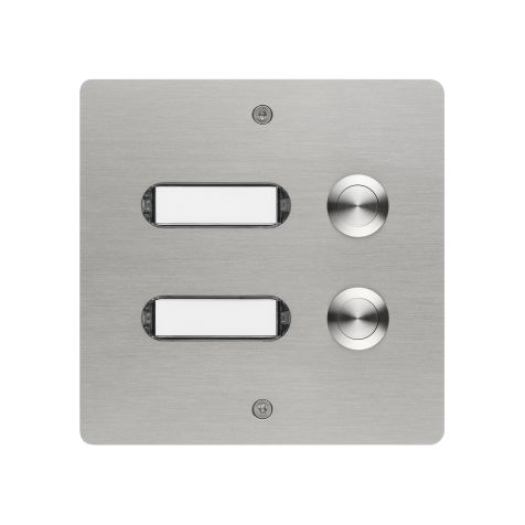 Panneau sonnette inox brossé V2A 2 boutons poussoirs apparent 130x130x19mm