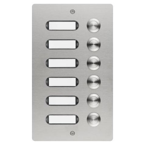 Bellenbord geborstelde inox V2A 6 drukknoppen opbouw 130x220x19mm
