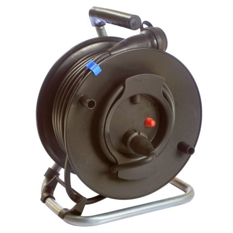 Kabeloproller 320 mm, 40m zwart H07RN-F3G2,5 + kabelgeleider
