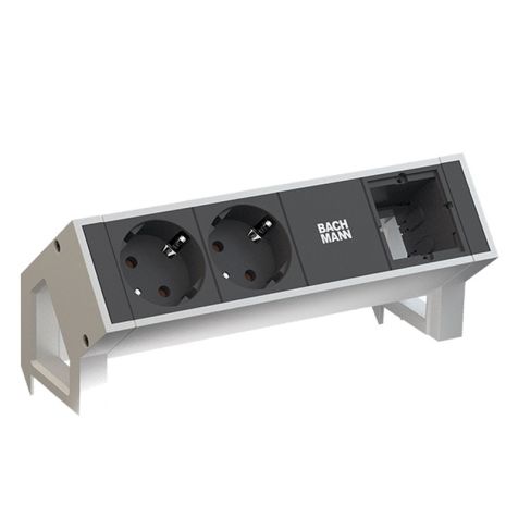 DESK2 3 modulen (2x Stopcontacten 1x Lege mod)wit RAL9010 (SHUKO)