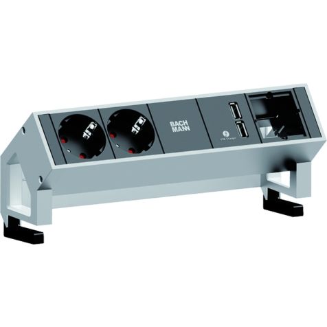 DESK2 2x Schuko 1x Chargeur USB 1x Module Vide RAL9010