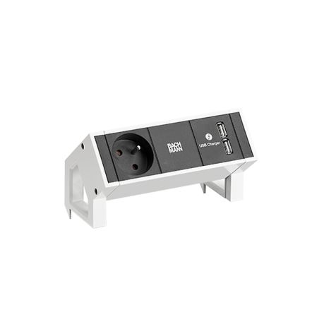 DESK2 2 modules (1x UTE + 1x USB CHARGER A/A) blanc RAL9010 + 0,2m GST18