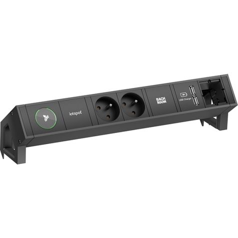 DESK2 4 mod.(1x IOTSPOT+ 2x UTE+ 1x USB CHR A/A+1x CM) RAL9005+ 0,2m GST18