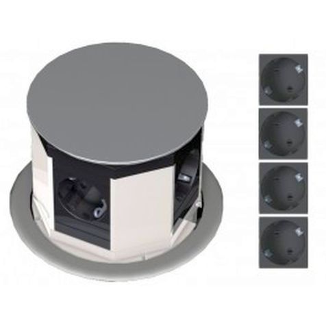 LIFT 4x Stopcontacten met stroom kabel 0,5m GST18i3 zilver (SHUKO)