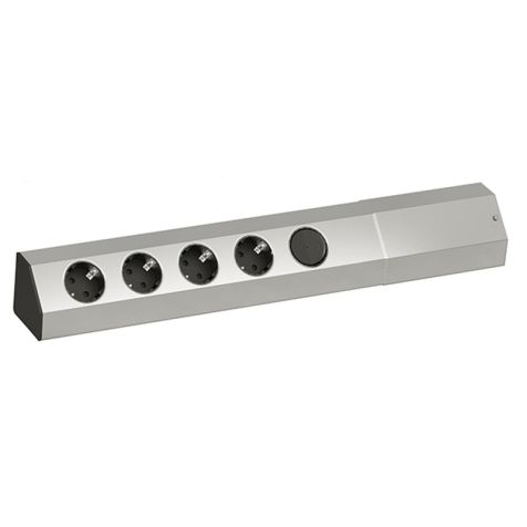 Kitchen outlet wall/corner Alu profile 1x Schakelaar 4x Stopcontacten met kabel 2,0m H05VV-F3G1,5mm² (SHUKO)