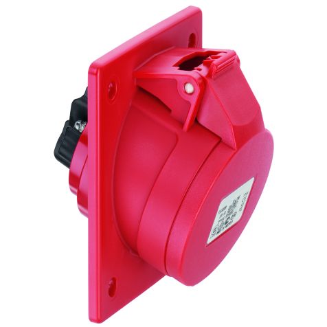 CEE flenscontactdoos, 20°, IP44, 16A, 5-polig, 400V, 6h rood