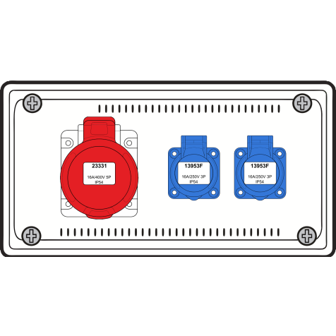 Boîte murale combi Small - 1x 16A 5P 400V + 2x mono 230V