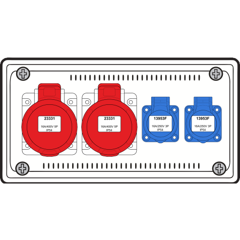 Boîte murale combi Small - 2x 16A 5P 400V + 2x mono 230V