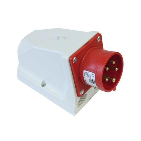 Prise CEE murale pour appareil, IP44, 16 A, 4 pôles, 230 V, 9h, bleu