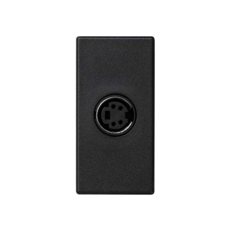K45 plaat 1/2 mech met 1 connector S-Vidéo vrouw Schroefaansluiting Grafiet