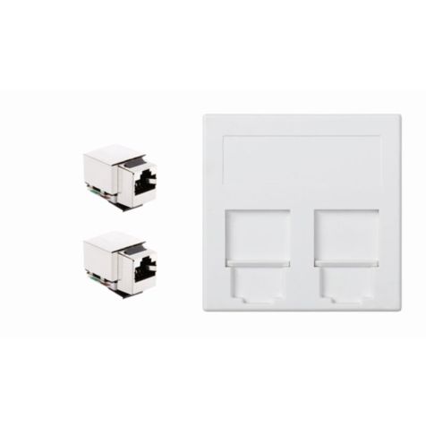 K45 Plaque VDM plate avec volet 2 x RJ 45Cat. 5e FTP - Blanc