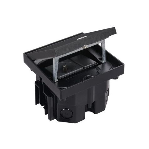 IP66 Kit vloerdoos zwart met stopcontact en halve K45 module, incl. inbouwdoos volle vloer