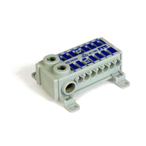 ECB Répartiteur, 1-pôles, (2x 2,5-16mm² + 14x 0,5-4mm²), blue