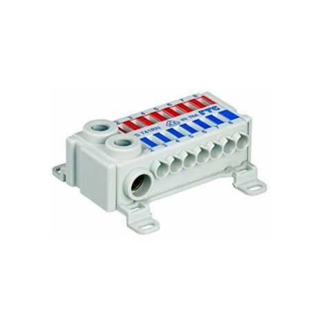 ECB verdeelblok, 1-polig, 1x 2,5-16mm² + 7x 0,5-4mm²), rood-blauw