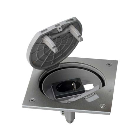 K45 Mechanismehouderman sluiting +1 Stopcontact +1x voor RJ45 inox