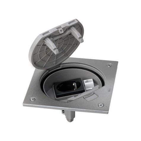 K45 Porte-mécanisme fermeture de sécurité avec 1 prise avec RJ 45 Cat5e inox