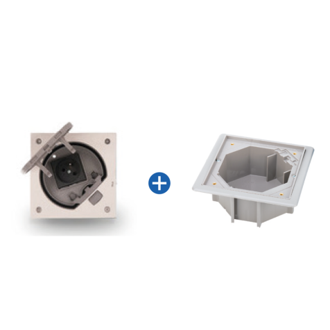 IP66 Kit vloerdoos inox met stopcontact, incl. inbouwdoos valse vloer