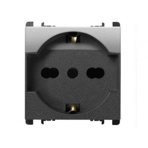 Prise universel UE , 2P+T 16A 250V, 2 mod, anthracite
