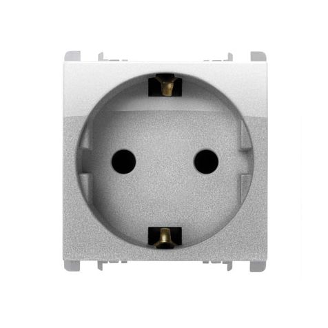 Prise Schuko 2P+T 16A 250V 2 mod, Aluminium